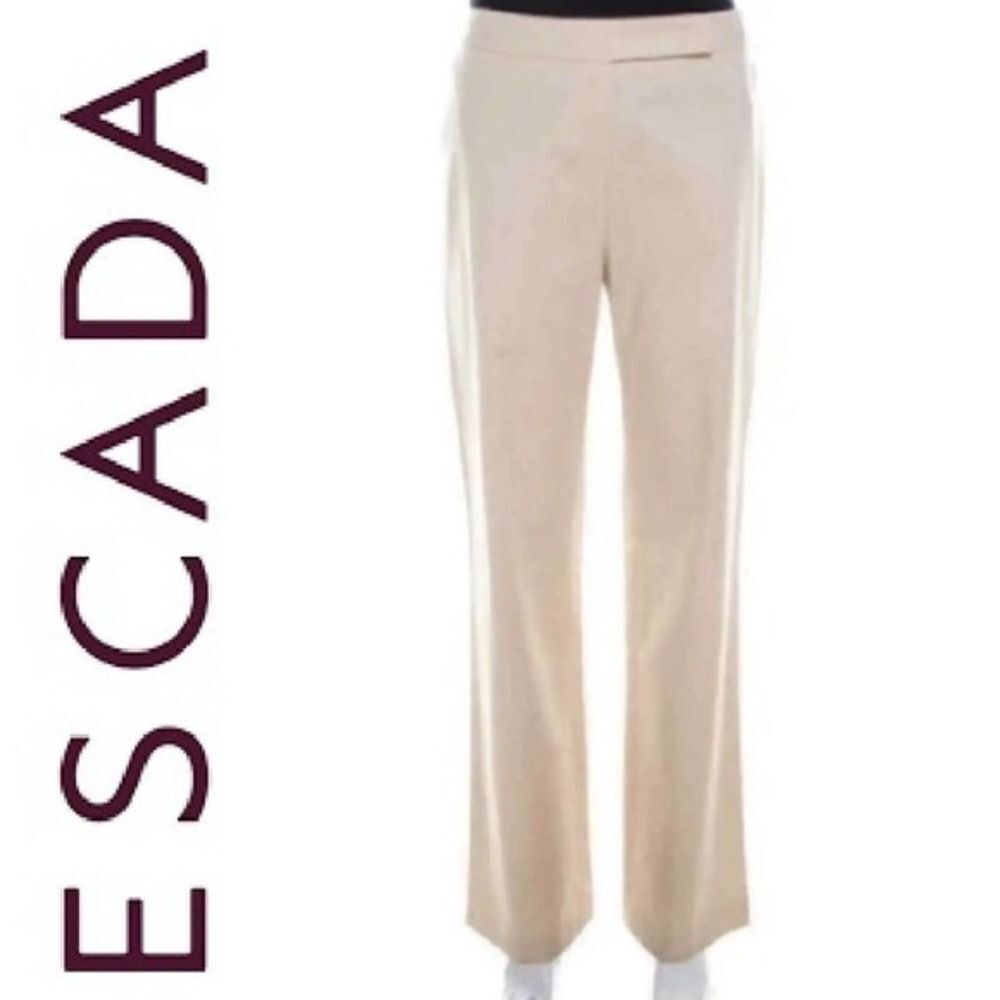 ESCADA Womens Designer luxury Beige Tan Wide Leg Dress Pants Size 34 US 4